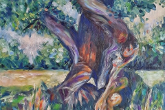 Zwei-Weiden-in-Serkowitz-2022-50-x-70-cm-Oel
