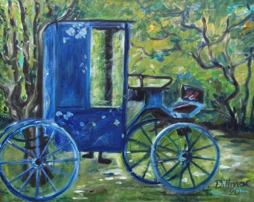 Der Blaue Wagen 1, 2020, 50 x 40 cm, Öl