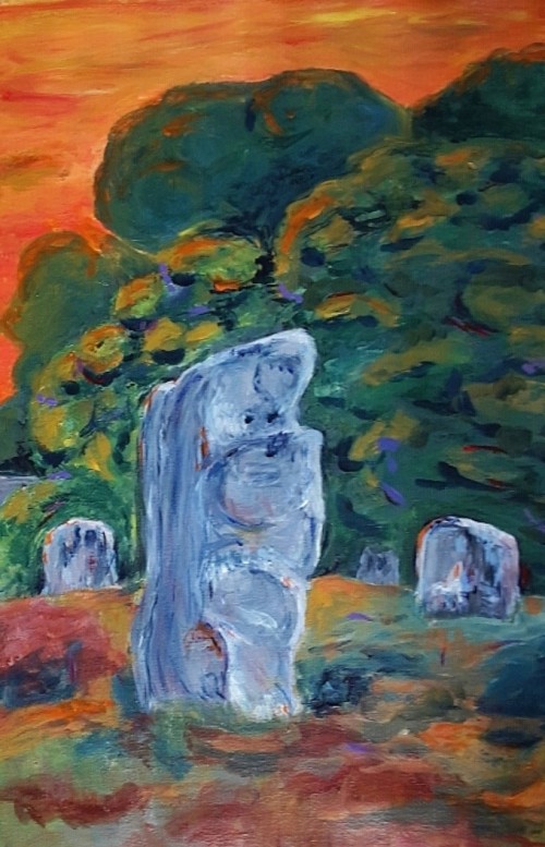 Die Steine von Carnac, 2018, 45 x 34, Acryl