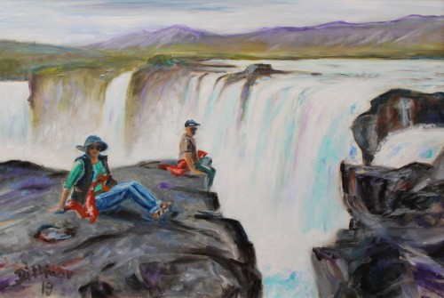 Godafoss in Island, 2019, 60 x 40 cm, Öl