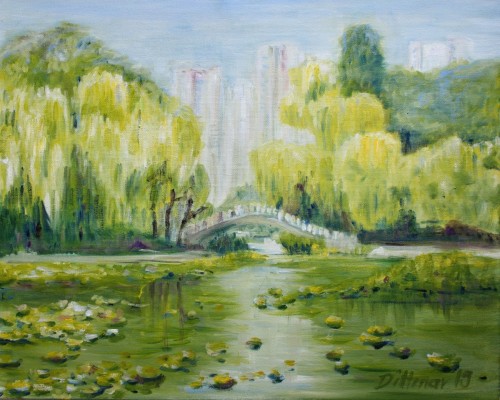 In einem Pekinger Park, 2019, 50 x 40 cm, Öl