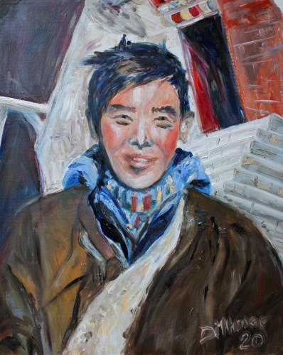 Junger Pilger am Kailash, 2020, 31 x 47 cm, Öl