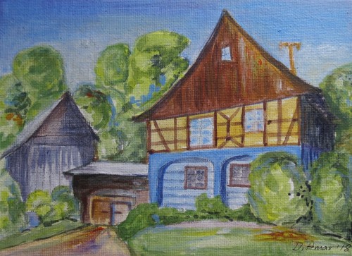 Mühle, 2018, 18 x 13, Acryl