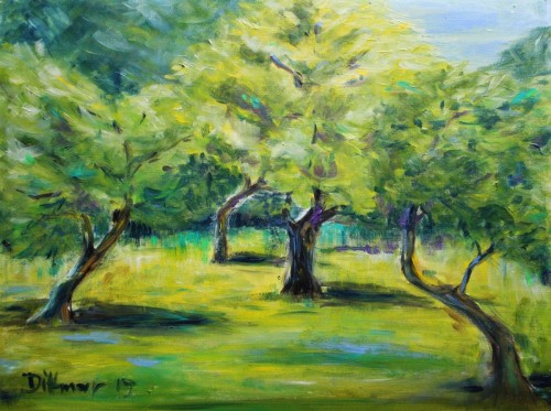 Streuobstwiese. 2019. 50 x 42 cm, Öl